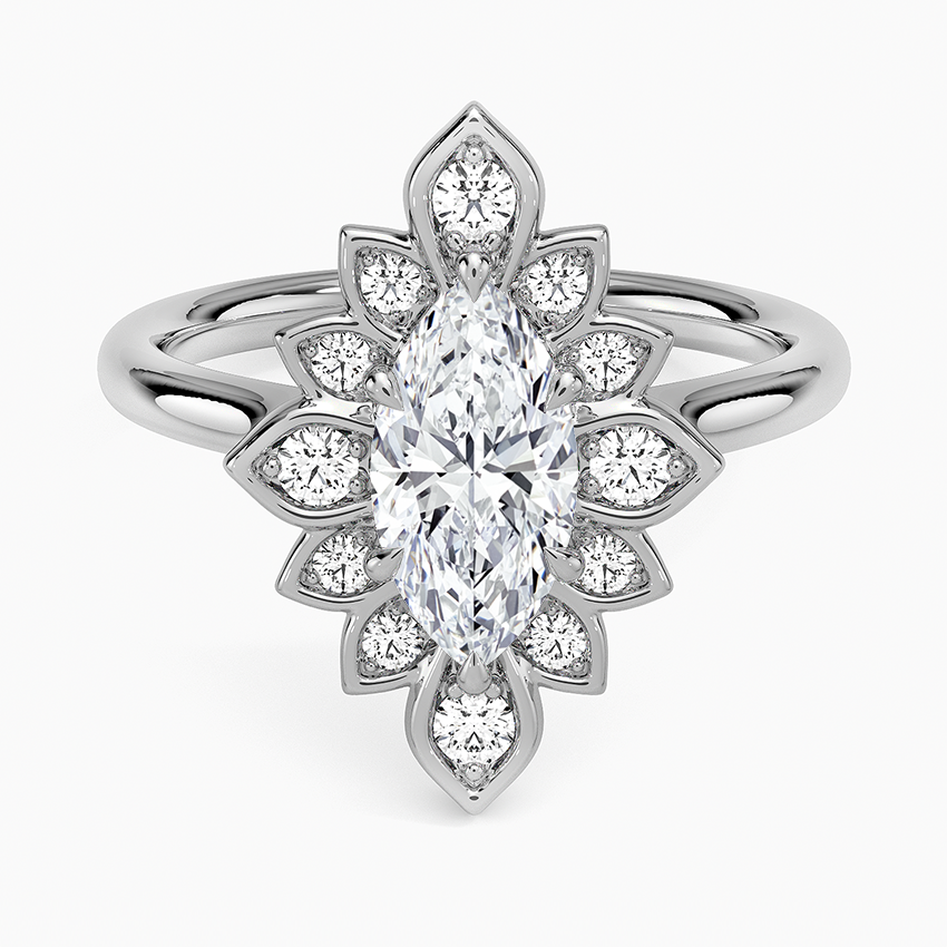 1,30 Karat Marquise Halo Tasarım Tektaş Laboratuvar Pırlanta Yüzük 18K - Solara - Bold Diamonds