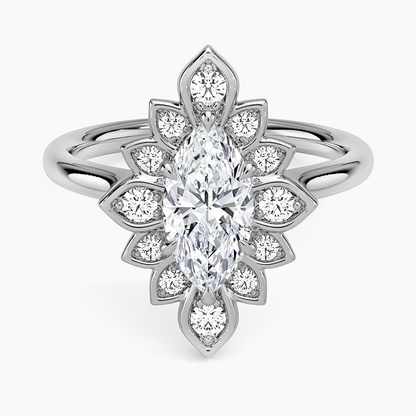 1,30 Karat Marquise Halo Tasarım Tektaş Laboratuvar Pırlanta Yüzük 18K - Solara - Bold Diamonds