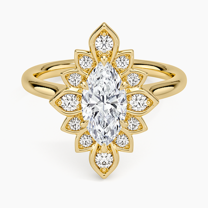 1,30 Karat Marquise Halo Tasarım Tektaş Laboratuvar Pırlanta Yüzük 18K - Solara - Bold Diamonds