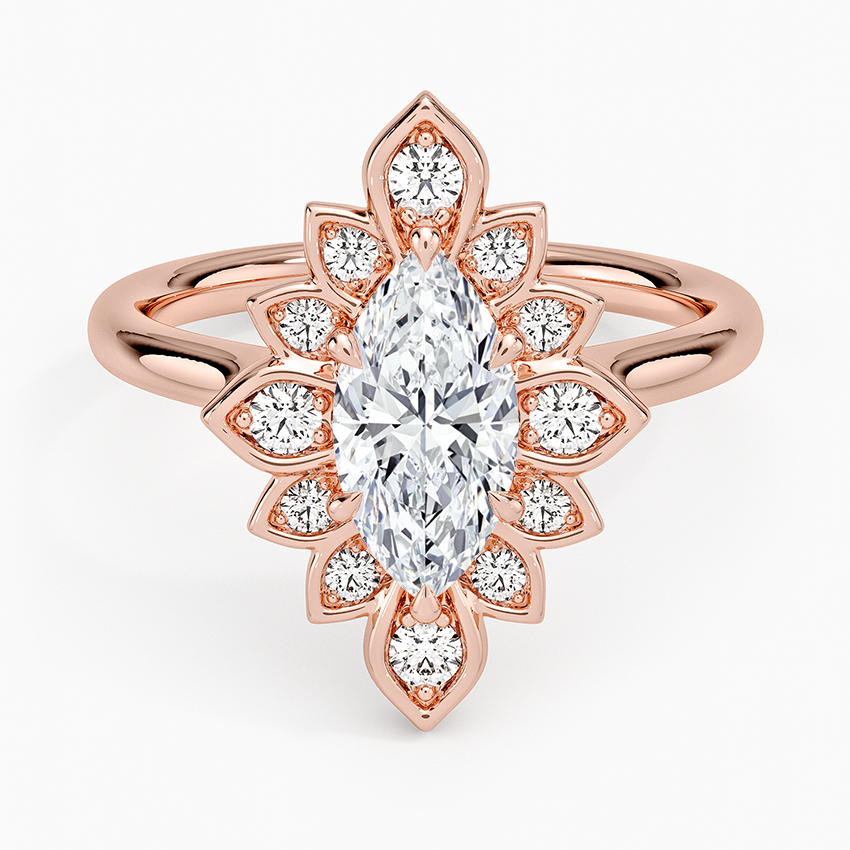 1,30 Karat Marquise Halo Tasarım Tektaş Laboratuvar Pırlanta Yüzük 18K - Solara - Bold Diamonds
