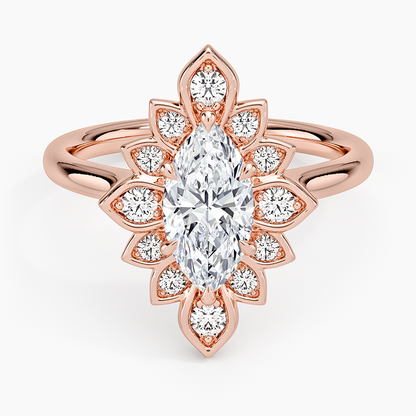 1,30 Karat Marquise Halo Tasarım Tektaş Laboratuvar Pırlanta Yüzük 18K - Solara - Bold Diamonds