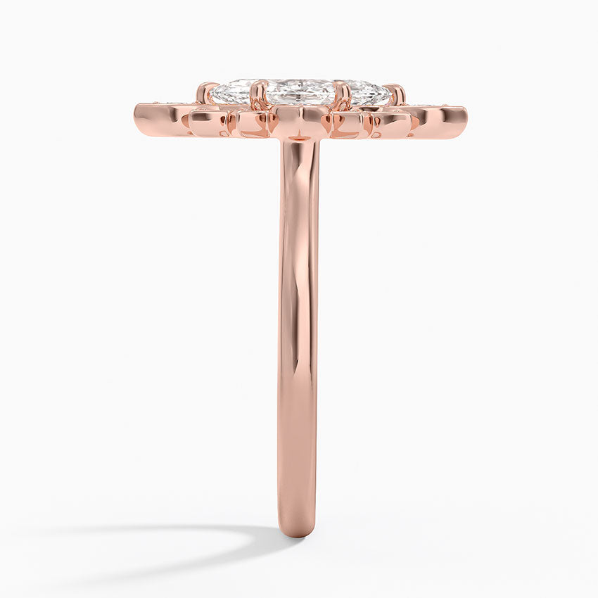1,30 Karat Marquise Halo Tasarım Tektaş Laboratuvar Pırlanta Yüzük 18K - Solara - Bold Diamonds