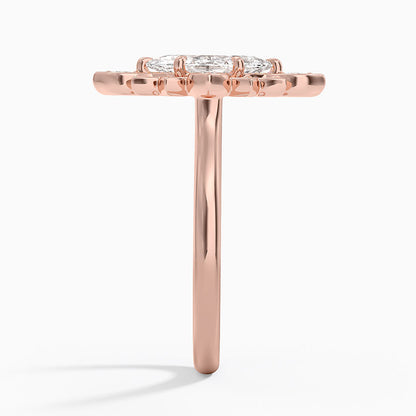 1,30 Karat Marquise Halo Tasarım Tektaş Laboratuvar Pırlanta Yüzük 18K - Solara - Bold Diamonds