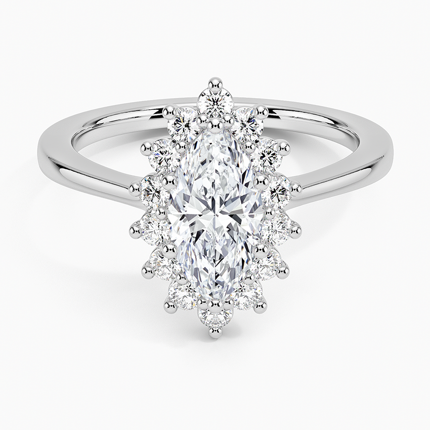 1,30 Karat Marquise Halo Tasarım Tektaş Laboratuvar Pırlanta Yüzük 18K -Vespera - Bold Diamonds