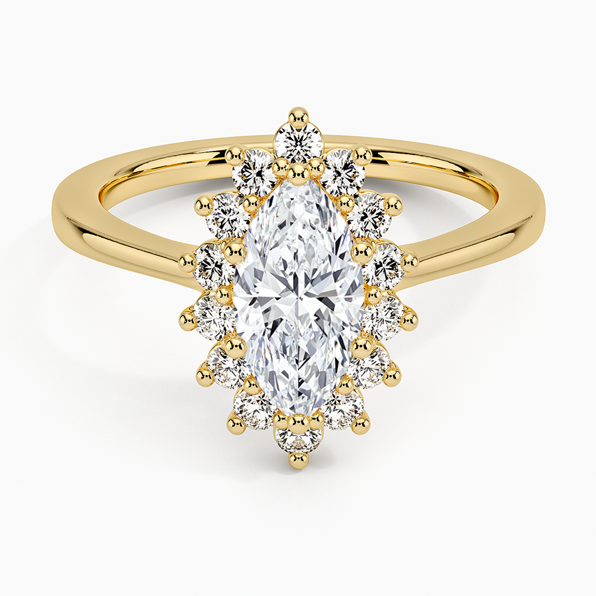 1,30 Karat Marquise Halo Tasarım Tektaş Laboratuvar Pırlanta Yüzük 18K -Vespera - Bold Diamonds