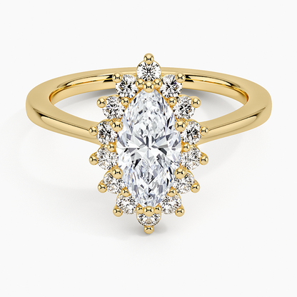 1,30 Karat Marquise Halo Tasarım Tektaş Laboratuvar Pırlanta Yüzük 18K -Vespera - Bold Diamonds