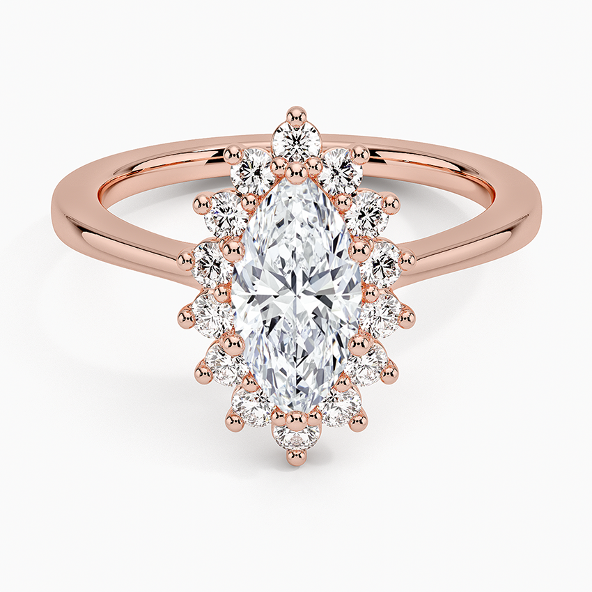 1,30 Karat Marquise Halo Tasarım Tektaş Laboratuvar Pırlanta Yüzük 18K -Vespera - Bold Diamonds