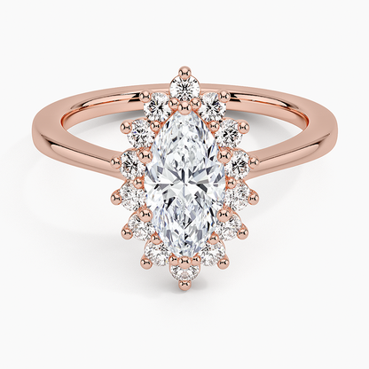 1,30 Karat Marquise Halo Tasarım Tektaş Laboratuvar Pırlanta Yüzük 18K -Vespera - Bold Diamonds
