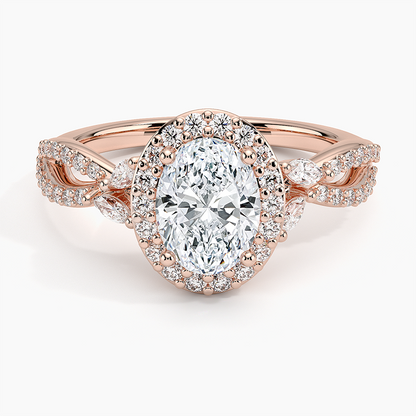 1.30 Karat Oval Halo Tasarım Tektaş Laboratuvar Pırlanta Yüzük 18K -Coronae - Bold Diamonds