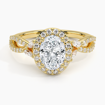 1.30 Karat Oval Halo Tasarım Tektaş Laboratuvar Pırlanta Yüzük 18K -Coronae - Bold Diamonds