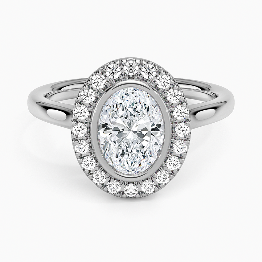 1,30 Karat Oval Halo Tasarım Tektaş Laboratuvar Pırlanta Yüzük 18K - Eterna - Bold Diamonds