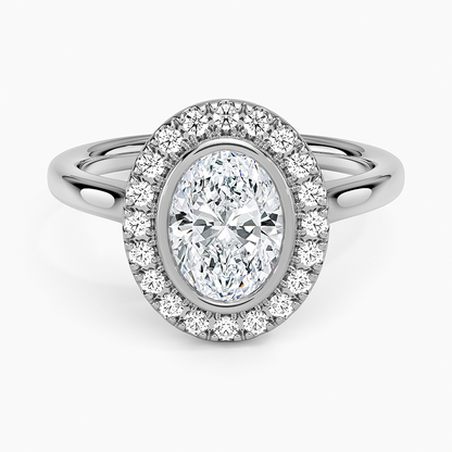 1,30 Karat Oval Halo Tasarım Tektaş Laboratuvar Pırlanta Yüzük 18K - Eterna - Bold Diamonds