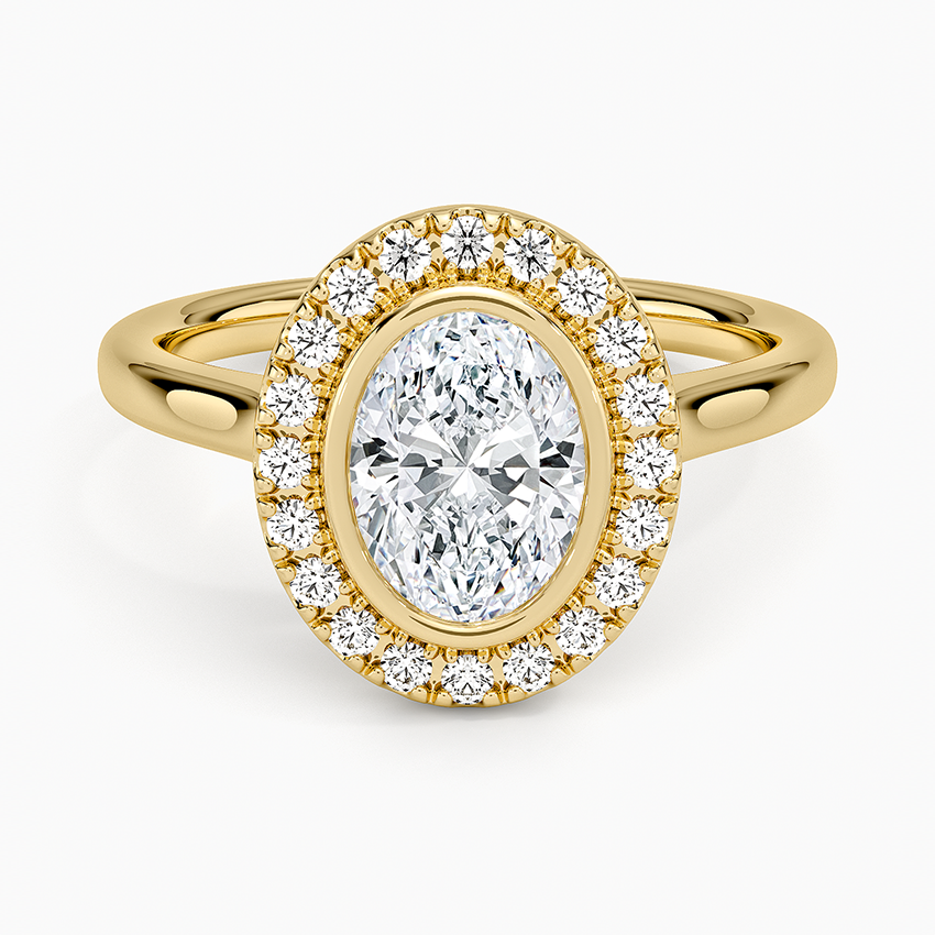 1,30 Karat Oval Halo Tasarım Tektaş Laboratuvar Pırlanta Yüzük 18K - Eterna - Bold Diamonds