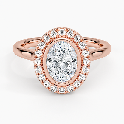 1,30 Karat Oval Halo Tasarım Tektaş Laboratuvar Pırlanta Yüzük 18K - Eterna - Bold Diamonds