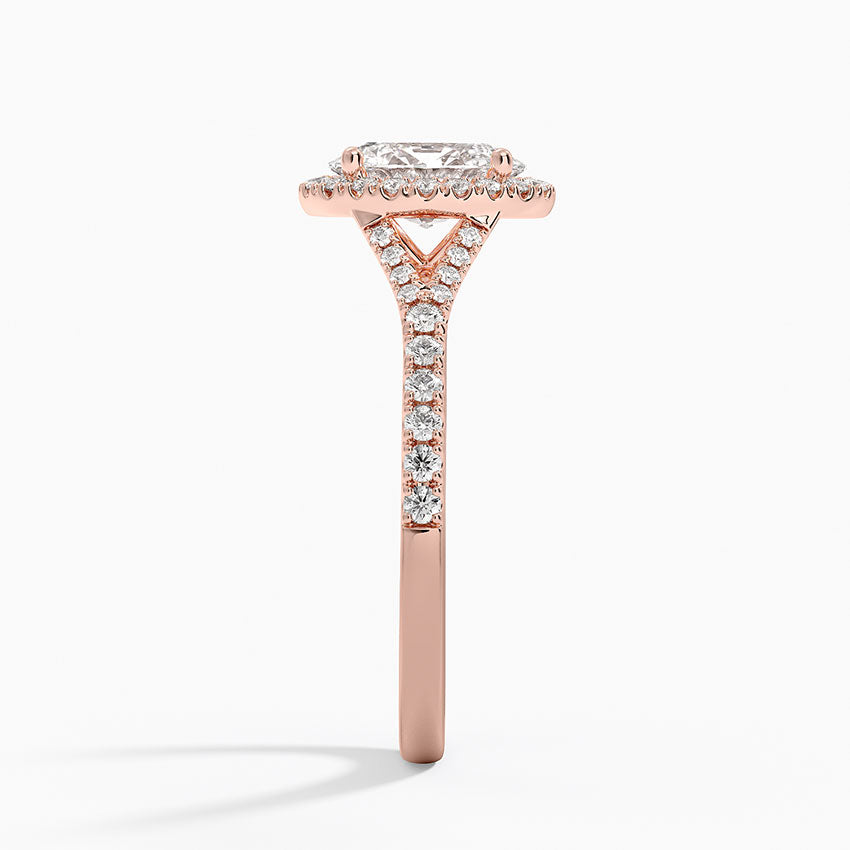 1,30 Karat Oval Halo Tasarım Tektaş Laboratuvar Pırlanta Yüzük 18K -Novara - Bold Diamonds