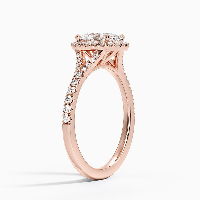 1,30 Karat Oval Halo Tasarım Tektaş Laboratuvar Pırlanta Yüzük 18K -Novara - Bold Diamonds