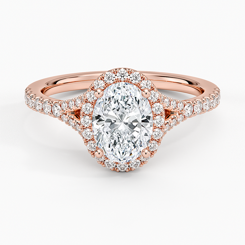 1,30 Karat Oval Halo Tasarım Tektaş Laboratuvar Pırlanta Yüzük 18K -Novara - Bold Diamonds
