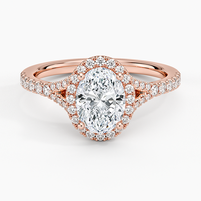 1,30 Karat Oval Halo Tasarım Tektaş Laboratuvar Pırlanta Yüzük 18K -Novara - Bold Diamonds