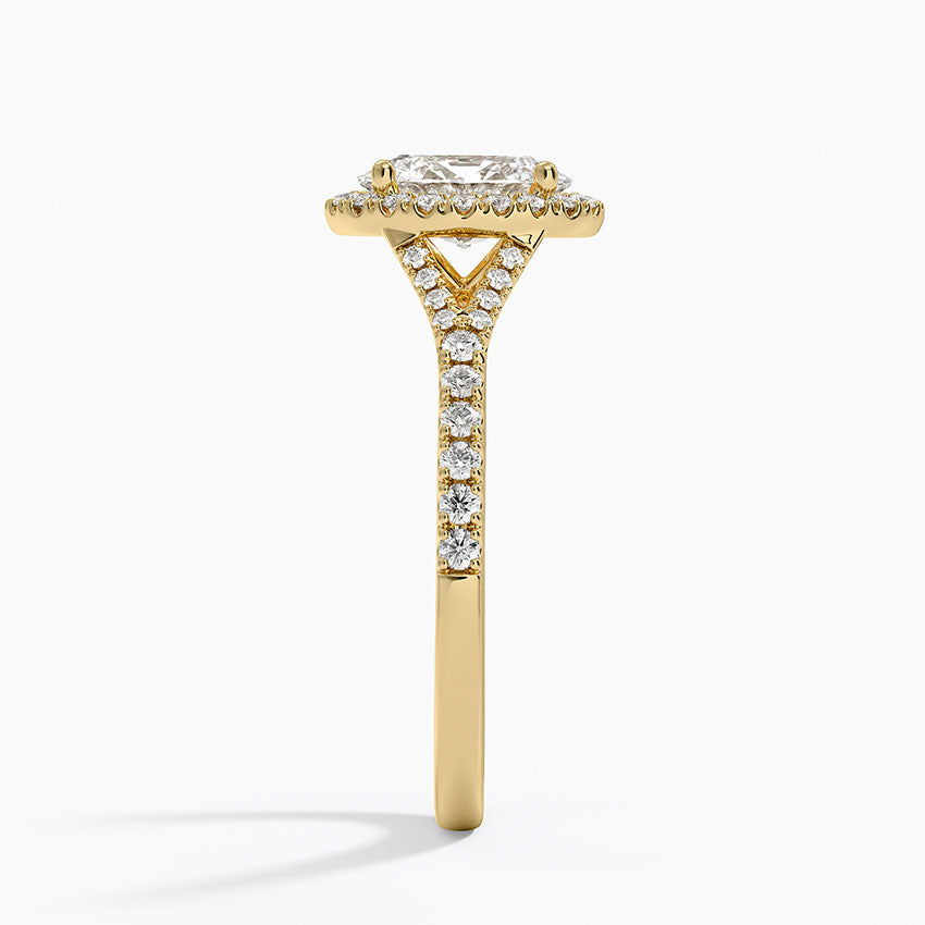 1,30 Karat Oval Halo Tasarım Tektaş Laboratuvar Pırlanta Yüzük 18K -Novara - Bold Diamonds