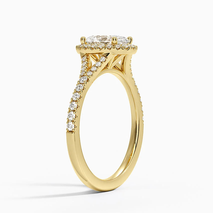 1,30 Karat Oval Halo Tasarım Tektaş Laboratuvar Pırlanta Yüzük 18K -Novara - Bold Diamonds