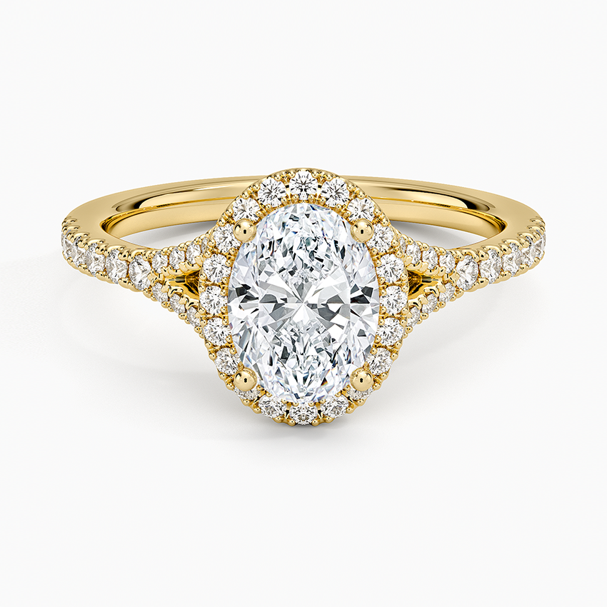 1,30 Karat Oval Halo Tasarım Tektaş Laboratuvar Pırlanta Yüzük 18K -Novara - Bold Diamonds