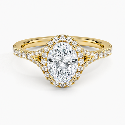 1,30 Karat Oval Halo Tasarım Tektaş Laboratuvar Pırlanta Yüzük 18K -Novara - Bold Diamonds