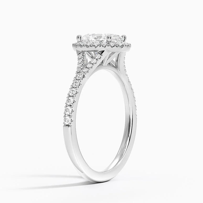 1,30 Karat Oval Halo Tasarım Tektaş Laboratuvar Pırlanta Yüzük 18K -Novara - Bold Diamonds