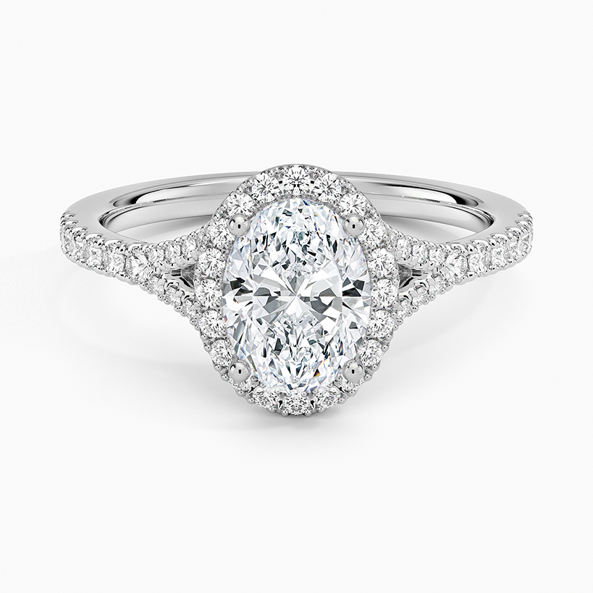 1,30 Karat Oval Halo Tasarım Tektaş Laboratuvar Pırlanta Yüzük 18K -Novara - Bold Diamonds