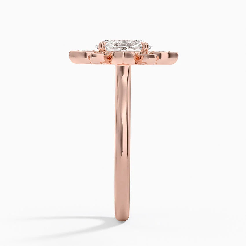 1,30 Karat Oval Halo Tasarım Tektaş Laboratuvar Pırlanta Yüzük 18K - Solara - Bold Diamonds