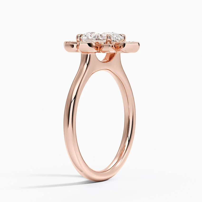 1,30 Karat Oval Halo Tasarım Tektaş Laboratuvar Pırlanta Yüzük 18K - Solara - Bold Diamonds