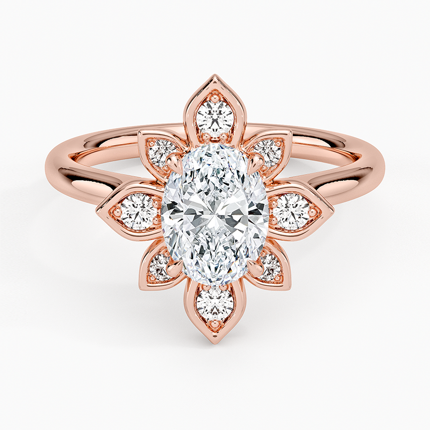 1,30 Karat Oval Halo Tasarım Tektaş Laboratuvar Pırlanta Yüzük 18K - Solara - Bold Diamonds