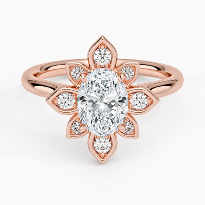 1,30 Karat Oval Halo Tasarım Tektaş Laboratuvar Pırlanta Yüzük 18K - Solara - Bold Diamonds
