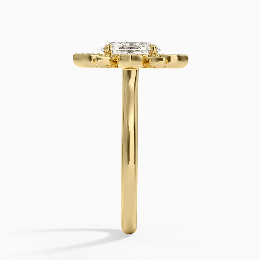 1,30 Karat Oval Halo Tasarım Tektaş Laboratuvar Pırlanta Yüzük 18K - Solara - Bold Diamonds