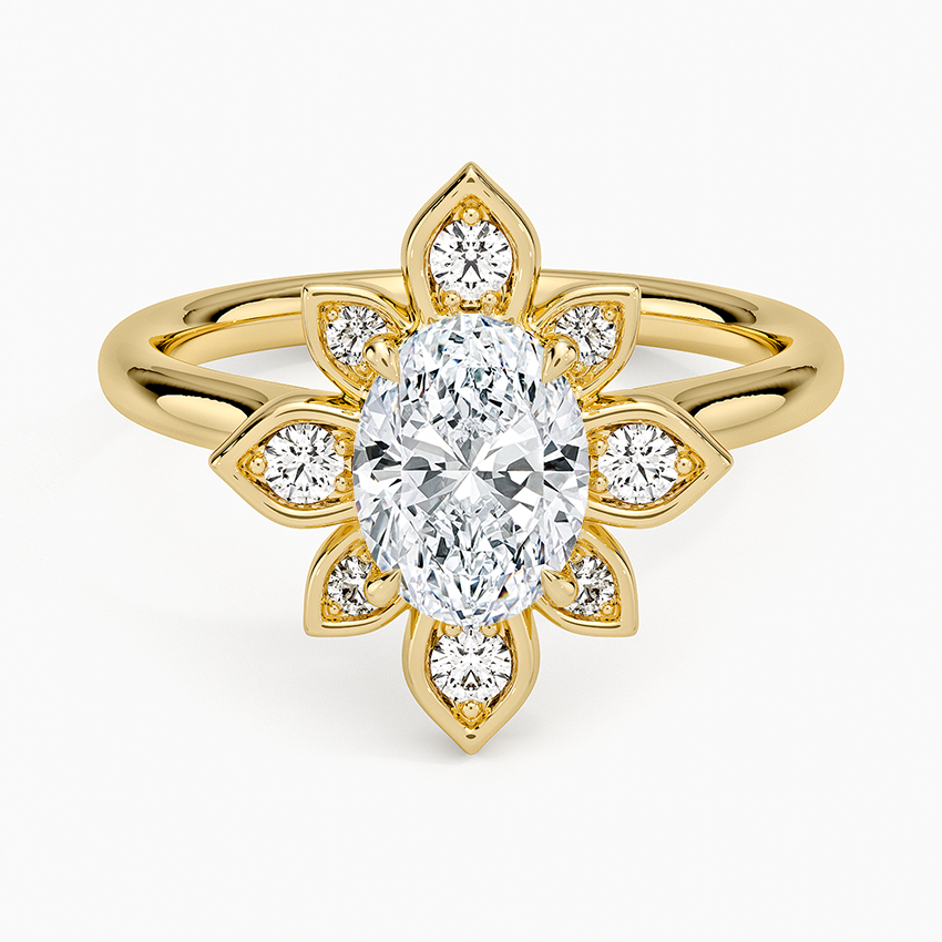 1,30 Karat Oval Halo Tasarım Tektaş Laboratuvar Pırlanta Yüzük 18K - Solara - Bold Diamonds