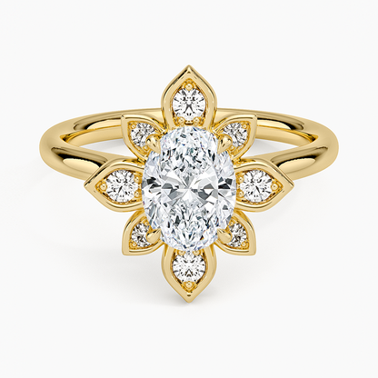 1,30 Karat Oval Halo Tasarım Tektaş Laboratuvar Pırlanta Yüzük 18K - Solara - Bold Diamonds