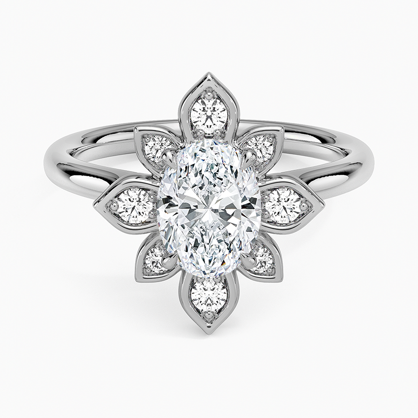 1,30 Karat Oval Halo Tasarım Tektaş Laboratuvar Pırlanta Yüzük 18K - Solara - Bold Diamonds
