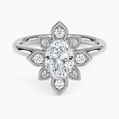 1,30 Karat Oval Halo Tasarım Tektaş Laboratuvar Pırlanta Yüzük 18K - Solara - Bold Diamonds