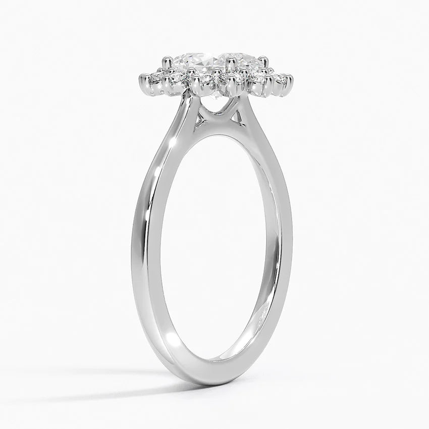 1,30 Karat Oval Halo Tasarım Tektaş Laboratuvar Pırlanta Yüzük 18K -Vespera - Bold Diamonds