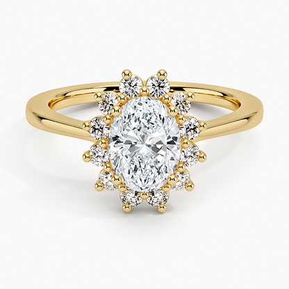 1,30 Karat Oval Halo Tasarım Tektaş Laboratuvar Pırlanta Yüzük 18K -Vespera - Bold Diamonds