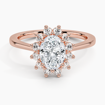 1,30 Karat Oval Halo Tasarım Tektaş Laboratuvar Pırlanta Yüzük 18K -Vespera - Bold Diamonds