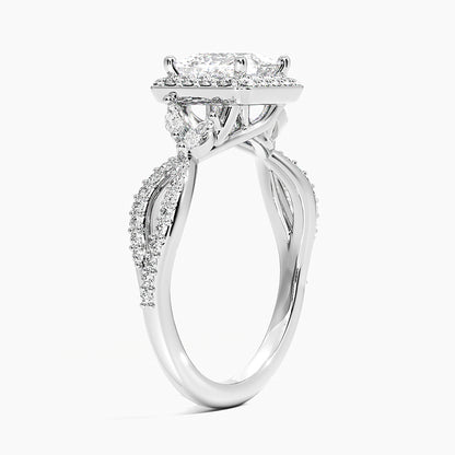 1.30 Karat Prenses Halo Tasarım Tektaş Laboratuvar Pırlanta Yüzük 18K -Coronae - Bold Diamonds
