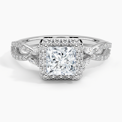 1.30 Karat Prenses Halo Tasarım Tektaş Laboratuvar Pırlanta Yüzük 18K -Coronae - Bold Diamonds