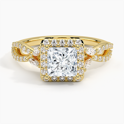1.30 Karat Prenses Halo Tasarım Tektaş Laboratuvar Pırlanta Yüzük 18K -Coronae - Bold Diamonds