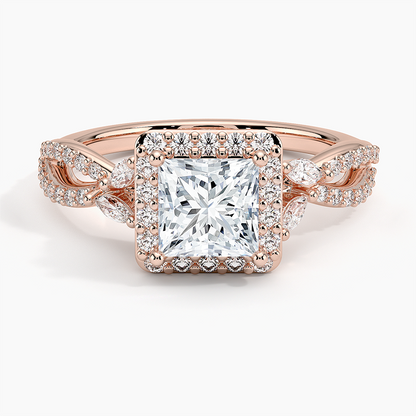 1.30 Karat Prenses Halo Tasarım Tektaş Laboratuvar Pırlanta Yüzük 18K -Coronae - Bold Diamonds