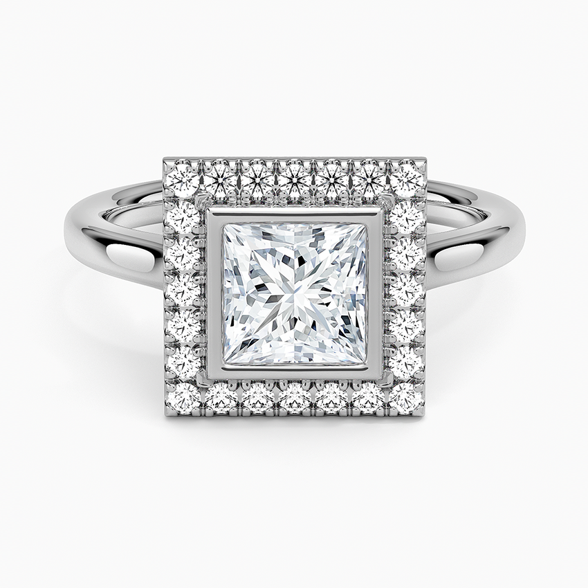 1,30 Karat Prenses Halo Tasarım Tektaş Laboratuvar Pırlanta Yüzük 18K - Eterna - Bold Diamonds