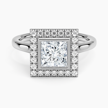 1,30 Karat Prenses Halo Tasarım Tektaş Laboratuvar Pırlanta Yüzük 18K - Eterna - Bold Diamonds
