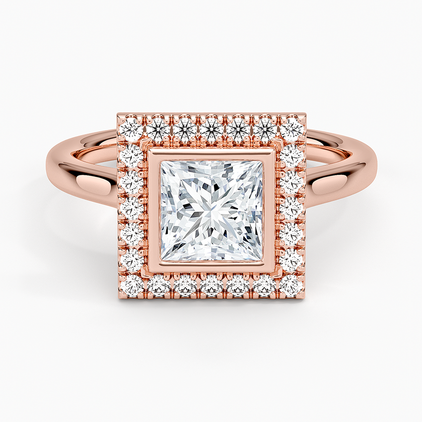 1,30 Karat Prenses Halo Tasarım Tektaş Laboratuvar Pırlanta Yüzük 18K - Eterna - Bold Diamonds