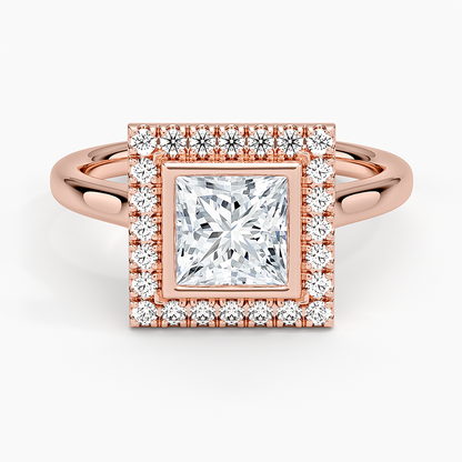 1,30 Karat Prenses Halo Tasarım Tektaş Laboratuvar Pırlanta Yüzük 18K - Eterna - Bold Diamonds