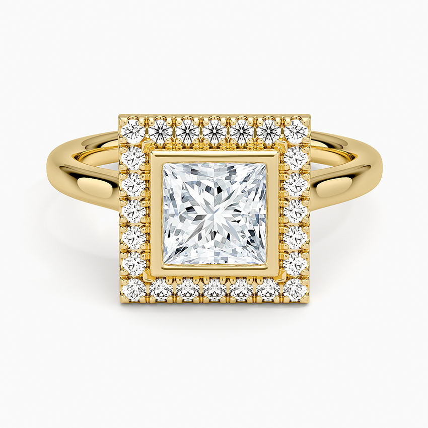 1,30 Karat Prenses Halo Tasarım Tektaş Laboratuvar Pırlanta Yüzük 18K - Eterna - Bold Diamonds