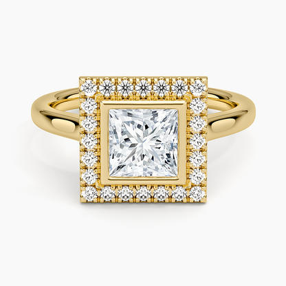 1,30 Karat Prenses Halo Tasarım Tektaş Laboratuvar Pırlanta Yüzük 18K - Eterna - Bold Diamonds